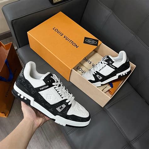 giày lv|LV Trainer Black Sneaker for Men .